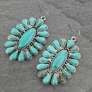 Large Stone Faux Turquoise Earrings